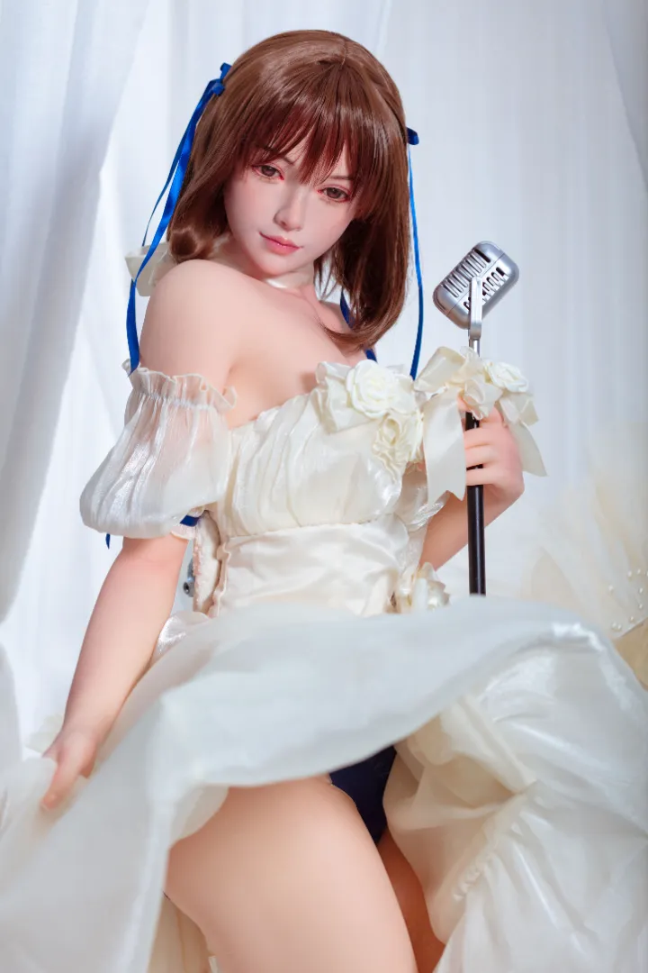 155cm (5ft1) A-Cup Realistic Idol Silicone Head + TPE Body Hybrid Sex Doll Dongqing, Head Dongqing