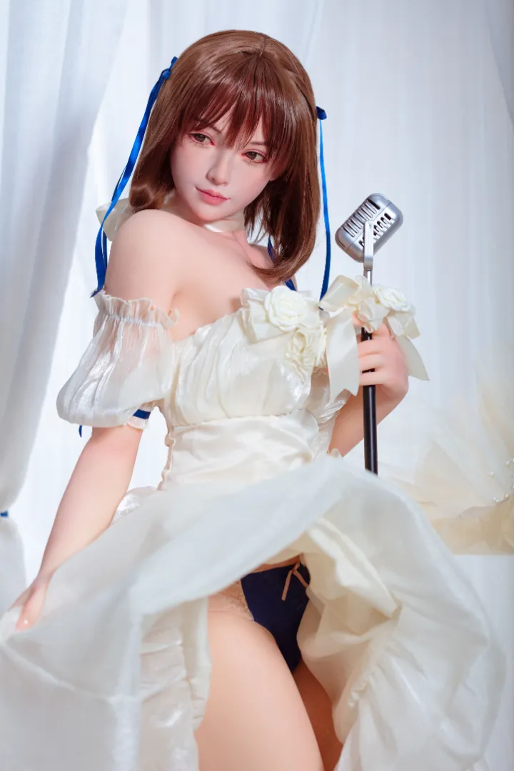 155cm (5ft1) A-Cup Realistic Idol Silicone Head + TPE Body Hybrid Sex Doll Dongqing, Head Dongqing