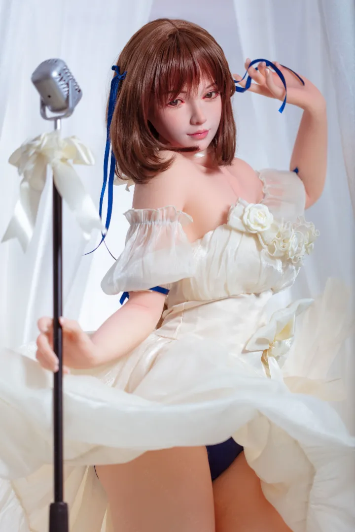 155cm (5ft1) A-Cup Realistic Idol Silicone Head + TPE Body Hybrid Sex Doll Dongqing, Head Dongqing