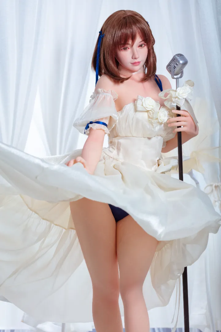 155cm (5ft1) A-Cup Realistic Idol Silicone Head + TPE Body Hybrid Sex Doll Dongqing, Head Dongqing