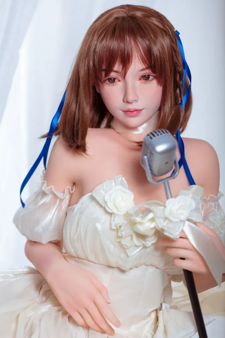 155cm (5ft1) A-Cup Realistic Idol Silicone Head + TPE Body Hybrid Sex Doll Dongqing, Head Dongqing