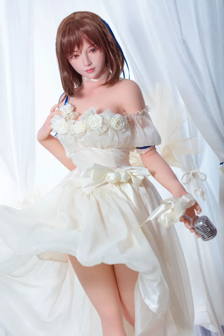 155cm (5ft1) A-Cup Realistic Idol Silicone Head + TPE Body Hybrid Sex Doll Dongqing, Head Dongqing
