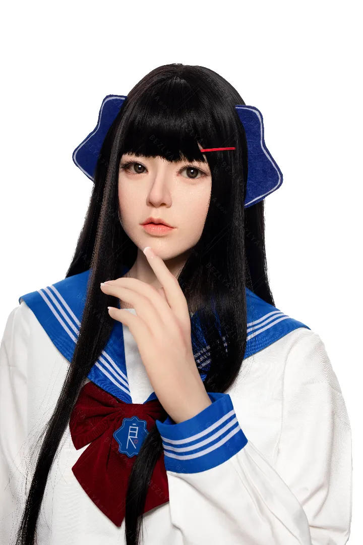 163cm (5ft4) B-Cup Ultra Realistic Silicone Head + TPE Body Hybrid Sex Doll Haitang, Head Haitang