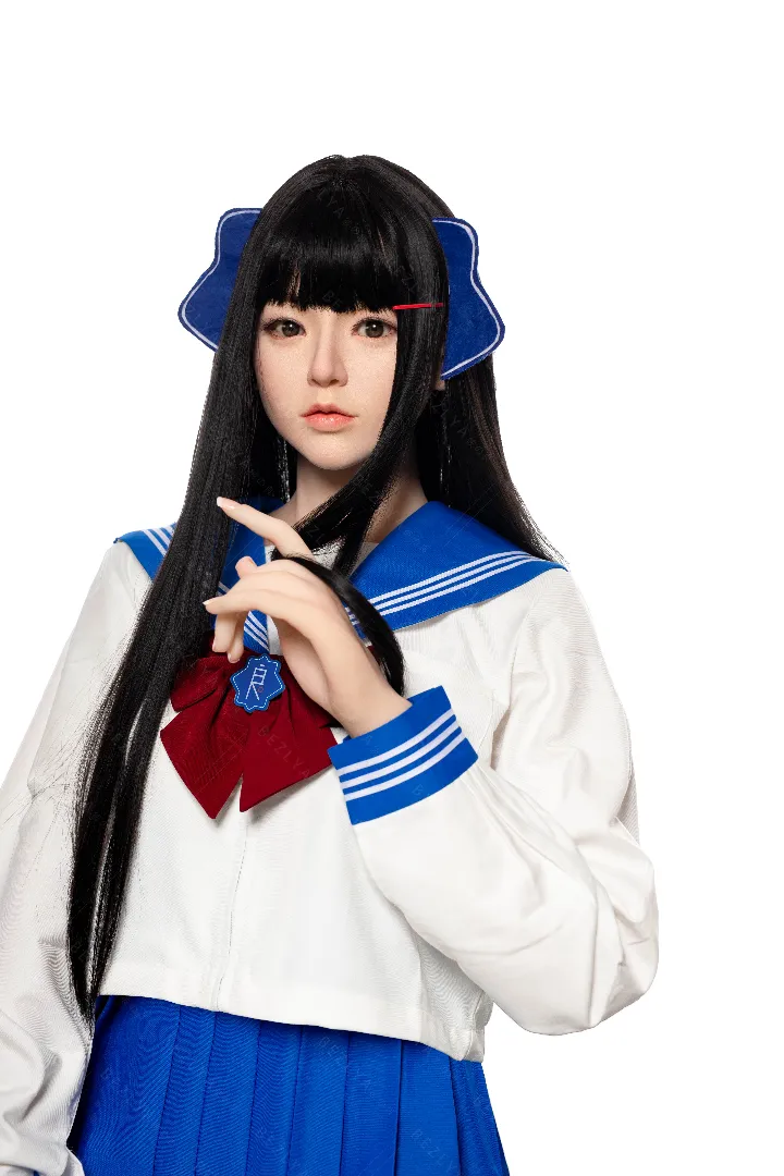 163cm (5ft4) B-Cup Ultra Realistic Silicone Head + TPE Body Hybrid Sex Doll Haitang, Head Haitang