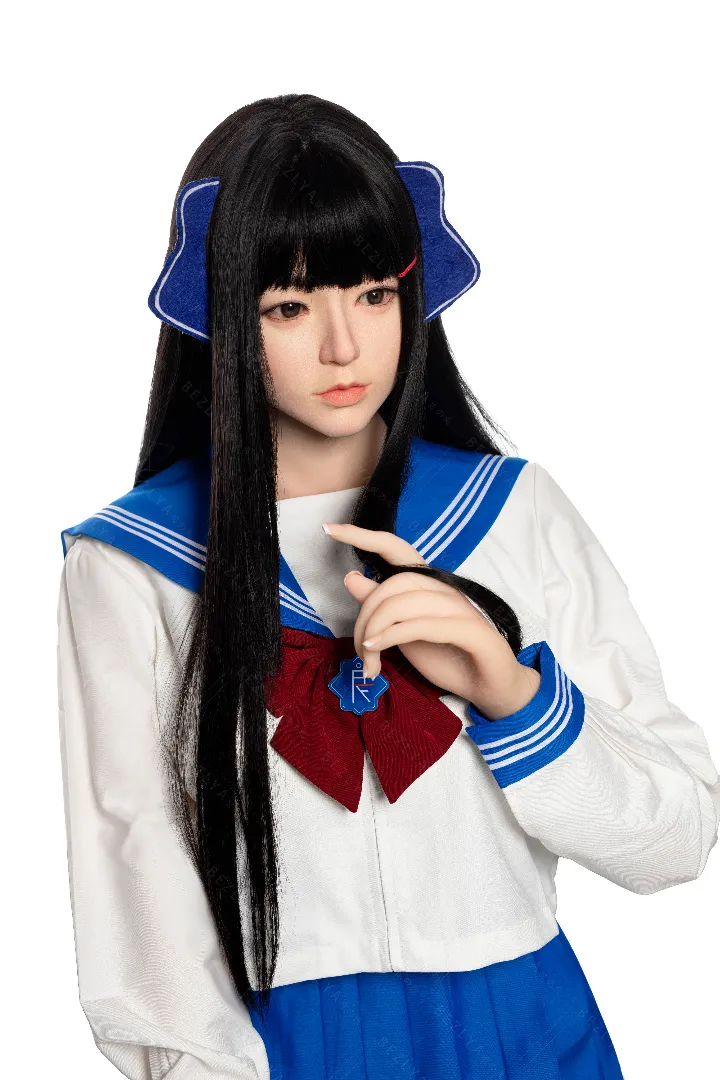 163cm (5ft4) B-Cup Ultra Realistic Silicone Head + TPE Body Hybrid Sex Doll Haitang, Head Haitang