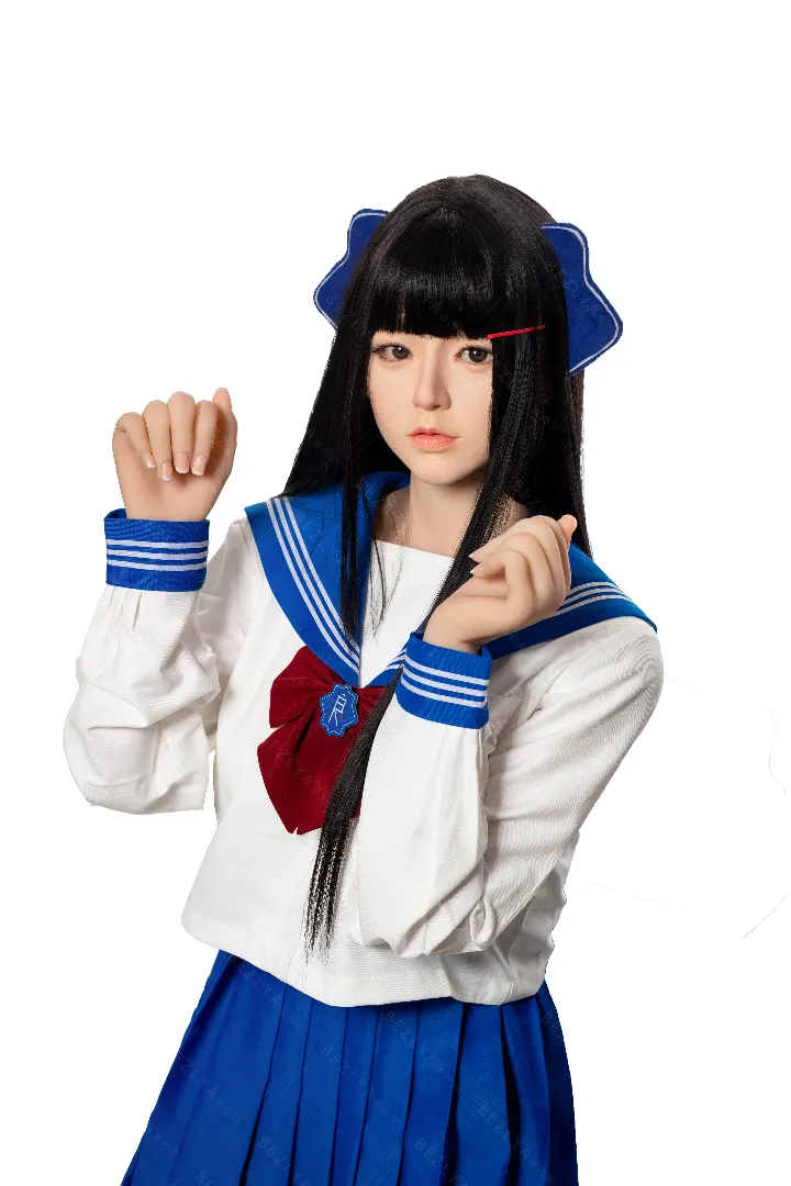 163cm (5ft4) B-Cup Ultra Realistic Silicone Head + TPE Body Hybrid Sex Doll Haitang, Head Haitang