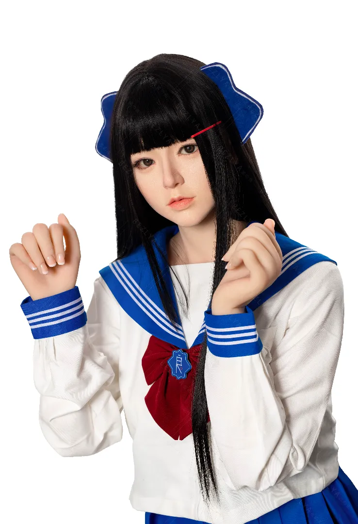163cm (5ft4) B-Cup Ultra Realistic Silicone Head + TPE Body Hybrid Sex Doll Haitang, Head Haitang