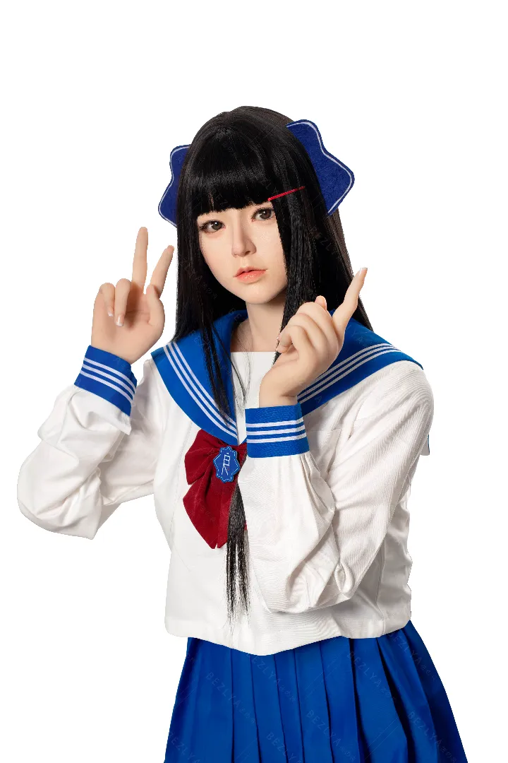 163cm (5ft4) B-Cup Ultra Realistic Silicone Head + TPE Body Hybrid Sex Doll Haitang, Head Haitang
