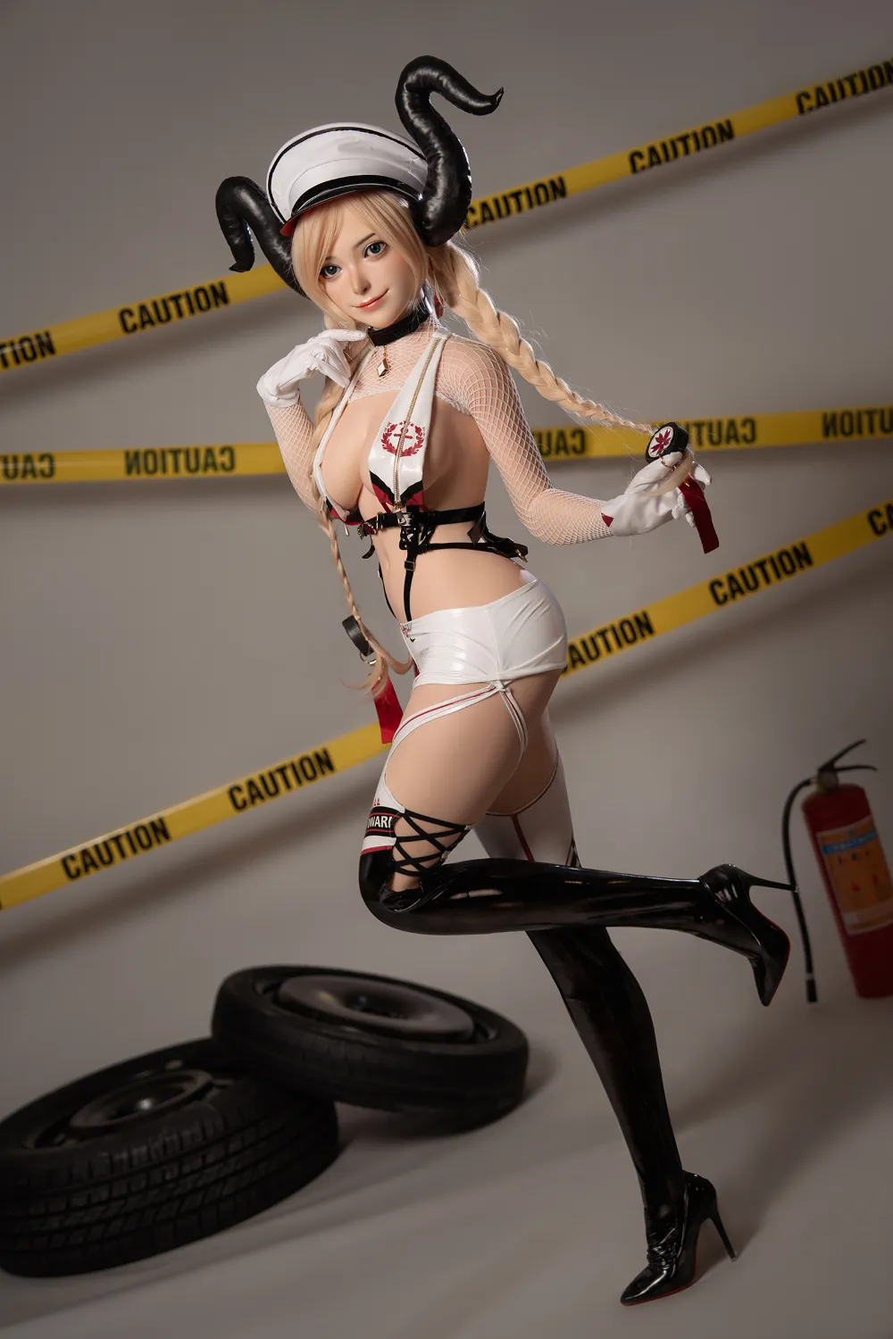 ROSRETTY Doll 164cm (5ft5) D-Cup Grid Girl Blonde Espiègle Silicone Poupée sexuelle Liz Tête S31