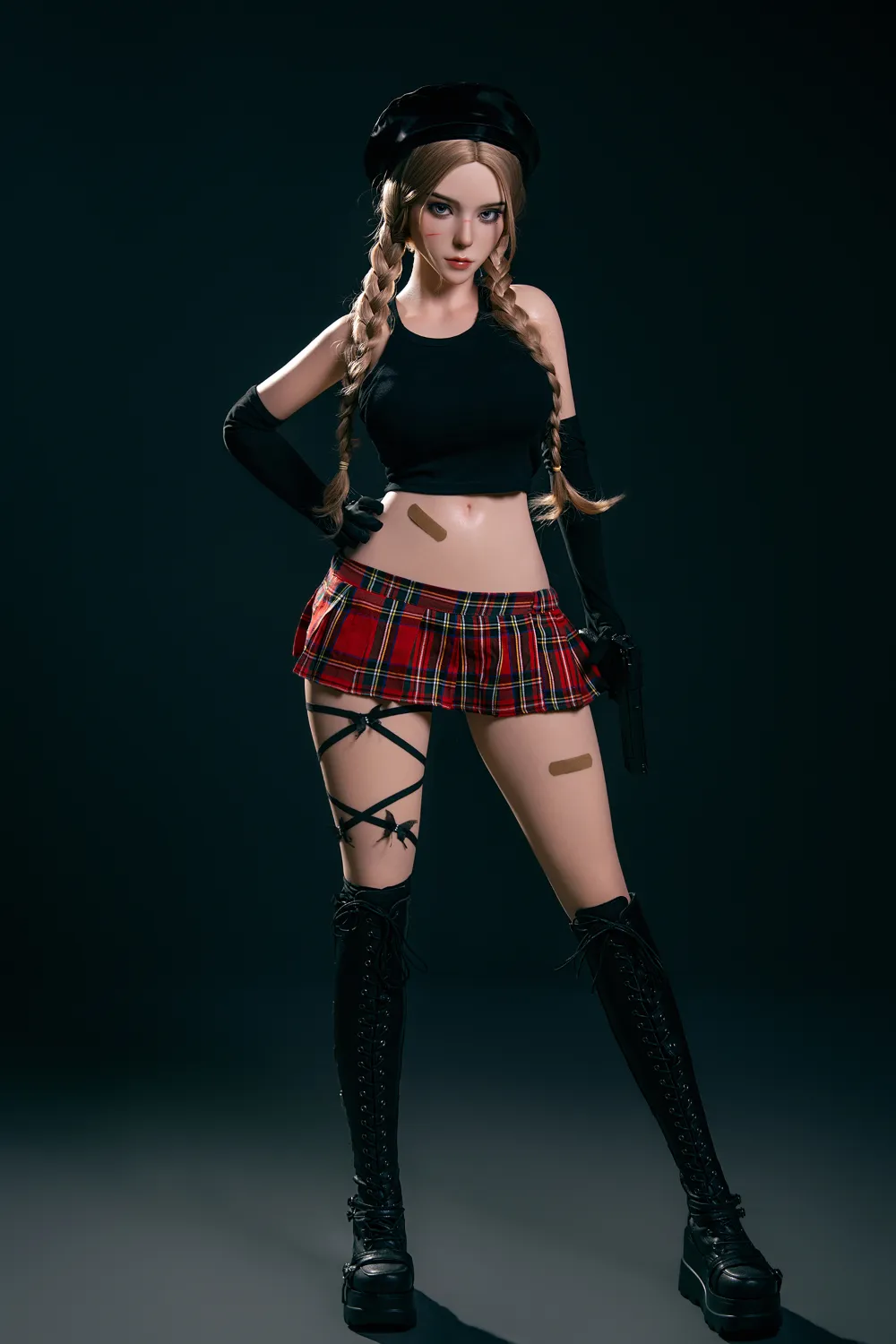 164cm (5ft5) D-Cup Full Silicone Sexy Punk Schoolgirl Blonde Silicone Sex Doll Jade, Head #S37